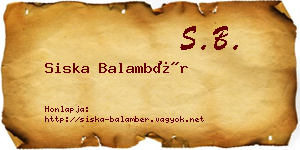 Siska Balambér névjegykártya